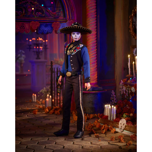 Barbie Signature Fashion Doll, 2022 Día De Muertos Ken Collectible Wearing Shirt, Vest & Sombrero with Calavera Face Paint