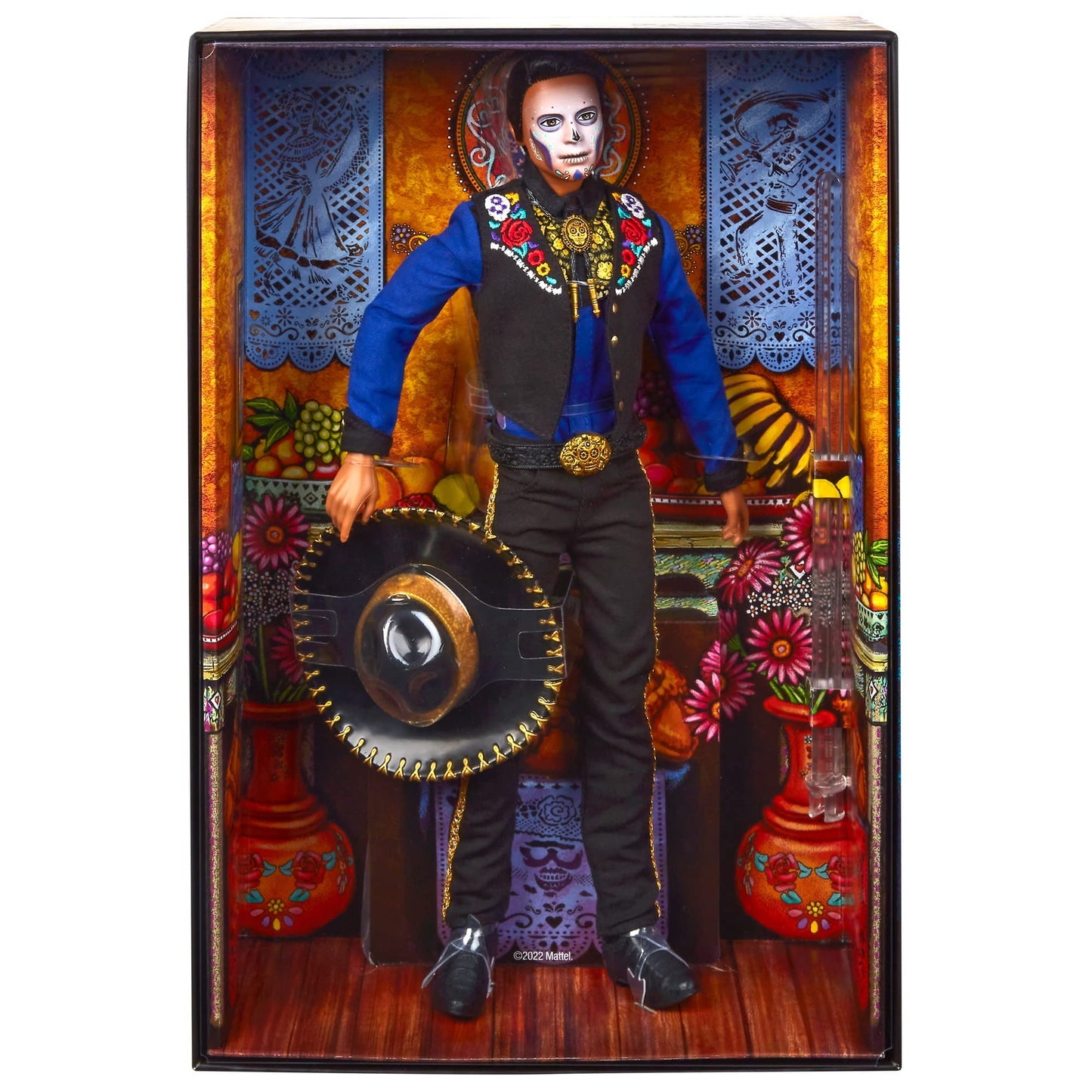 Barbie Signature Fashion Doll, 2022 Día De Muertos Ken Collectible Wearing Shirt, Vest & Sombrero with Calavera Face Paint